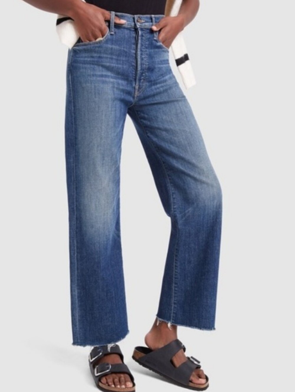 MOTHER THE RAMBLER ANKLE FRAY JEANS IN ON DUTY